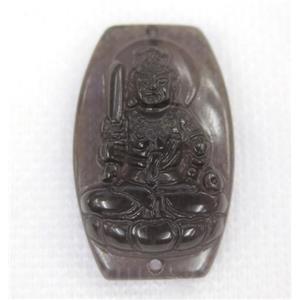 smoky Obsidian buddha connector, approx 22-35mm