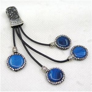 blue agate tassel pave rhinestone, approx 15-120mm