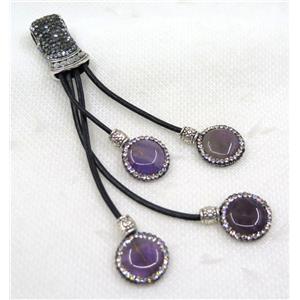 purple Amethyst tassel pave rhinestone, approx 15-120mm