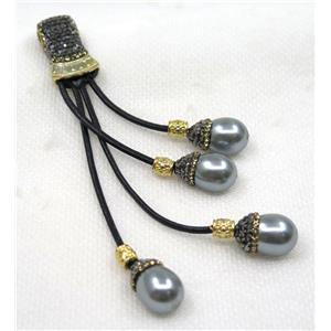 gray shell pearl tassel pave rhinestone, approx 15-120mm