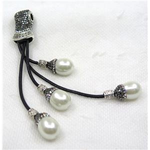 white pearl tassel pave rhinestone, approx 15-120mm