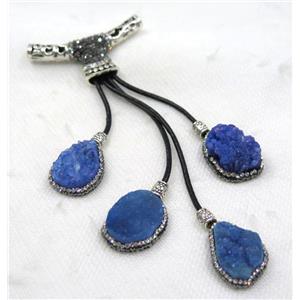 blue druzy quartz tassel pave rhinestone, approx 15-120mm