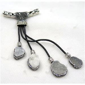 gray druzy quartz tassel pave rhinestone, approx 15-120mm