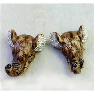 resin Elephant Head pendant paved rhinestone, approx 30-50mm