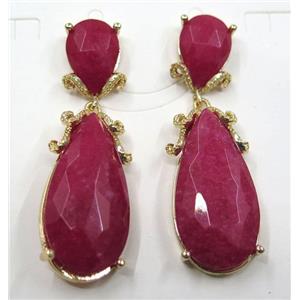 ruby Jade teardrop earring, approx 10x14mm, 15x30mm