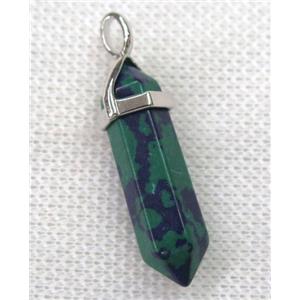 Azurite bullet pendant, dye, approx 10-30mm