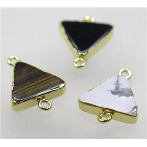 mix gemstone triangle connector, gold plated, approx 16x16x16mm