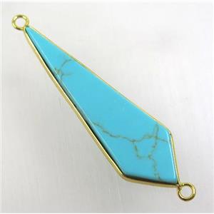 green turquoise connector, teardrop, gold plated, approx 12-45mm