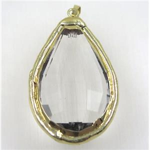 chinese crystal glass pendant, gold plated, approx 30-50mm