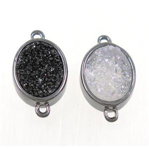 mix color Druzy Quartz oval connector, approx 10x12mm