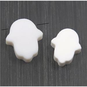 white Porcelain hamsahand pendant, approx 9-11mm