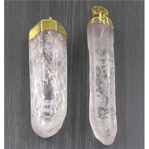 Clear Quartz pendant, stick, gold plated, approx 10-50mm