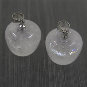 Clear Quartz apple pendant, approx 11-14mm