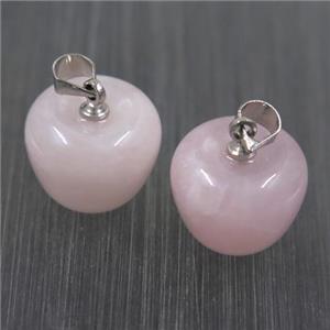 Rose Quartz apple pendant, approx 11-14mm