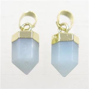 blue Aventurine bullet pendants, gold plated, approx 6.5x12mm