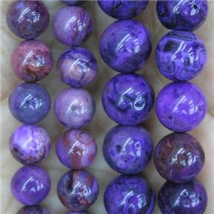 round Lavender Crazy Lace Agate Beads, dye, approx 4mm dia