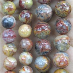 Red Crazy Lace Agate Beads, round, approx 8mm dia