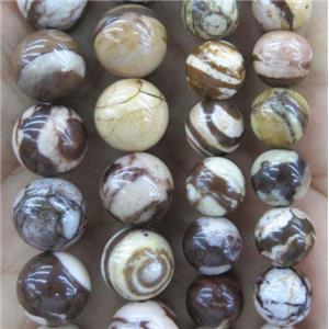 round Brown Zebra Jasper beads, approx 6mm dia