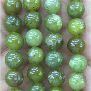 round Olive jade beads, approx 8mm dia