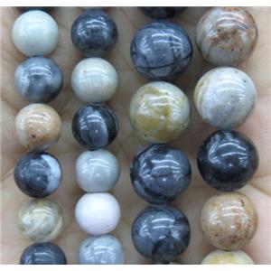 round Picasso Jasper beads, approx 8mm dia