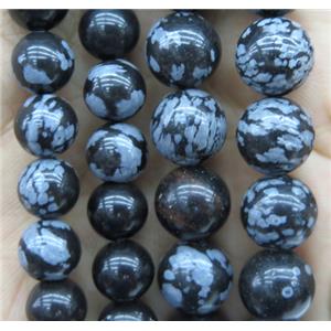 round Snowflake Obisidian jasper beads, approx 4mm dia