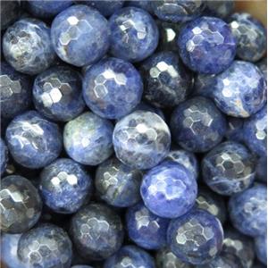 blue Sodalite bead, faceted round, approx 8mm dia