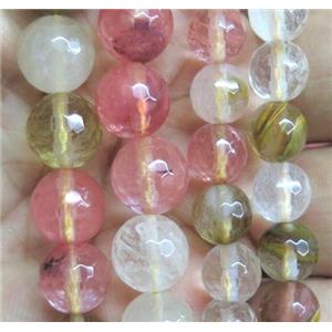 watermelon quartz beads, faceted round, approx 12mm dia