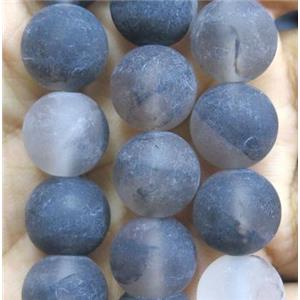 black watermelon quartz beads, round, matte, approx 4mm dia