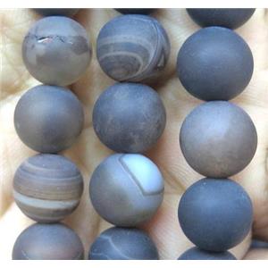 round matte Coffee Stripe Agate Beads, approx 8mm dia