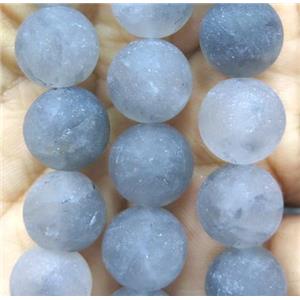 round matte Cloudy Quartz Beads, grey, approx 12mm dia