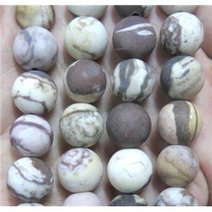 Australian Zebra Jasper beads, matte round, approx 12mm dia