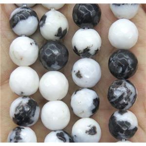 black Zebra Jasper beads, faceted round, approx 8mm dia