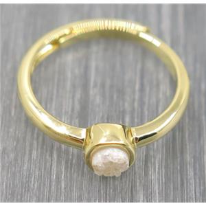 white druzy quartz copper ring, approx 4mm, 20mm dia