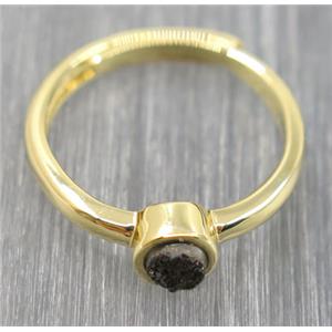 black druzy quartz copper ring, approx 4mm, 20mm dia