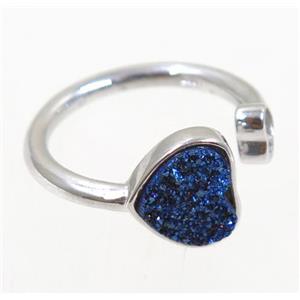 druzy agate ring, copper, platinum plated, approx 7-18mm