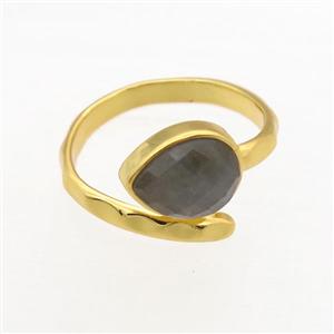 Labradorite Rings, copper, gold plated, approx 8-10mm, 18mm dia