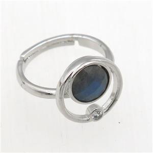 Labradorite Rings, copper, platinum plated, approx 8mm, 18mm dia