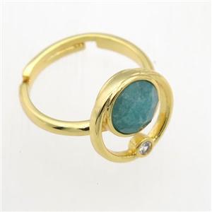 green Amazonite Rings, copper, gold plated, approx 8mm, 18mm dia