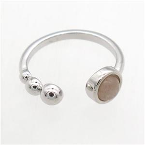 MoonStone Rings, copper, platinum plated, approx 6mm, 18mm dia