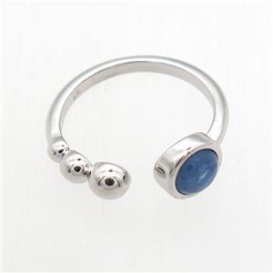 blue Kyanite Rings, copper, platinum plated, approx 6mm, 18mm dia