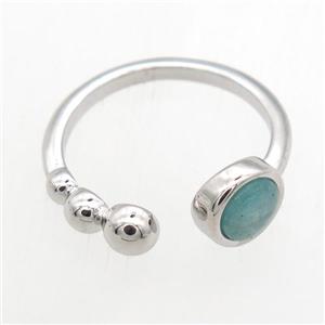 green Amazonite Rings, copper, platinum plated, approx 6mm, 18mm dia