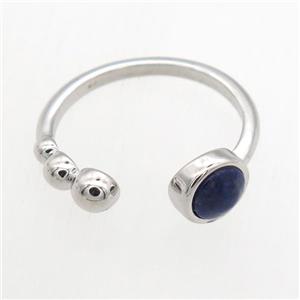 blue Lapis Lazuli Rings, copper, platinum plated, approx 6mm, 18mm dia