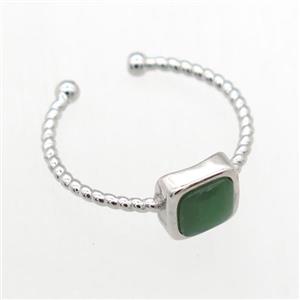 green Aventurine Rings, copper, platinum plated, approx 7mm, 19mm dia
