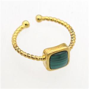 green Malachite Rings, copper, gold plated, approx 7mm, 19mm dia