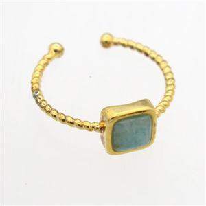 Amazonite Rings, copper, gold plated, approx 7mm, 19mm dia