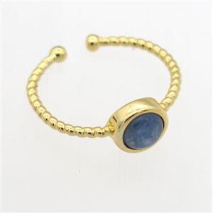 blue Lapis Lazuli Rings, copper, gold plated, approx 7mm, 19mm dia