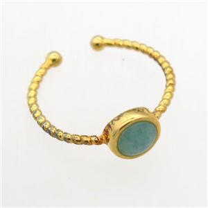 green Amazonite Rings, copper, gold plated, approx 7mm, 19mm dia