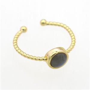Labradorite Rings, copper, gold plated, approx 7mm, 19mm dia