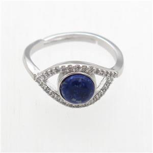 blue Lapis Lazuli Rings, copper, platinum plated, approx 8mm, 17mm dia