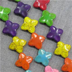 synthetic Turquoise clover beads, mix color, approx 20mm